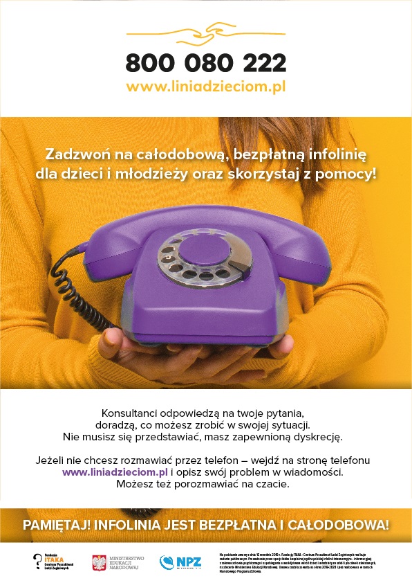 Plakat reklamujący infolinie telefonu zaufania
