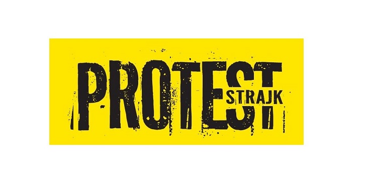 Plakat z napisem strajk, protest