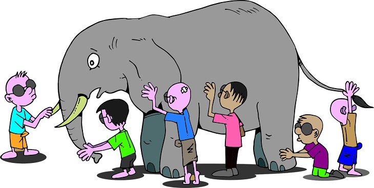 słoń a wokół niego dzieci, grafika