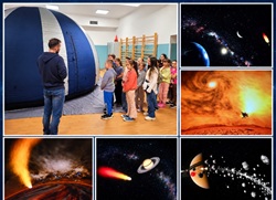 Uczniowie podczas wizyty w mobilnym planetarium mieli okazję wyruszyć w niezwykłą podróż po Wszechświecie. Podczas seansu poznawali tajemnice kosmosu, podziwiali planety, gwiazdy i galaktyki oraz odkrywali fascynujące zjawiska zachodzące w przestrzeni kosmicznej. Barwne projekcje i wyjątkowa atmosfera planetarium pozwoliły im poczuć się jak prawdziwi odkrywcy. Była to ciekawa i inspirująca lekcja, która rozbudziła wyobraźnię oraz zainteresowanie kosmosem.