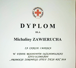 Dyplom uznania Michaliny Zawieruchy w konkursie PCK