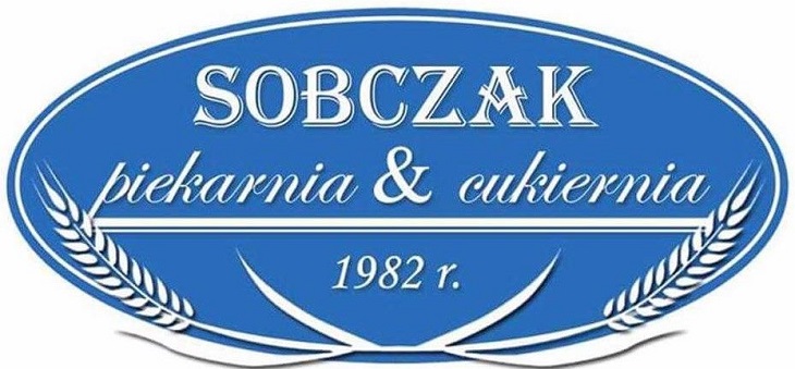 Logo sponsora akcji niebieski znaczek z napisem Sobczak