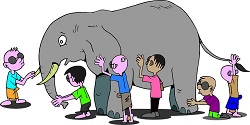 słoń a wokół niego dzieci, grafika