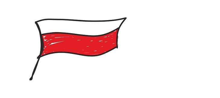 Biało czerwona flaga Rzeczpospolitej Polskiej