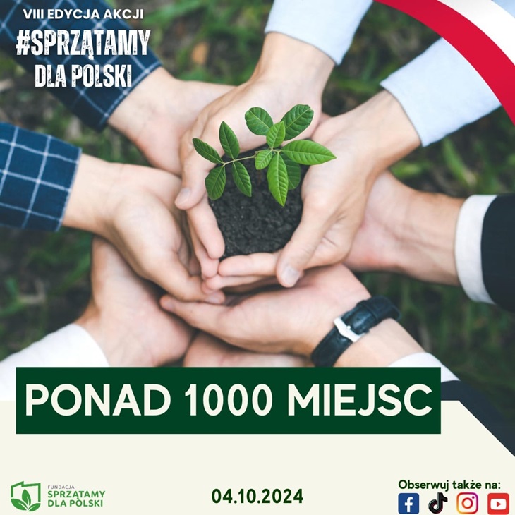 Ręce trzymające sadzoną, plakat z okazji sprzątania świata w dniu 4 października