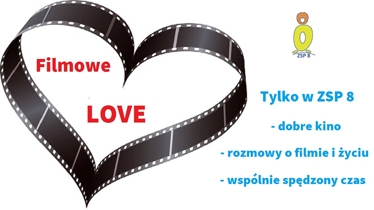 serce wykonane z taśmy filmowej zapowiedz seansów filmowych w szkole