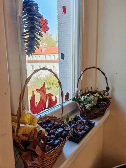 kącik na oknie z kasztankami