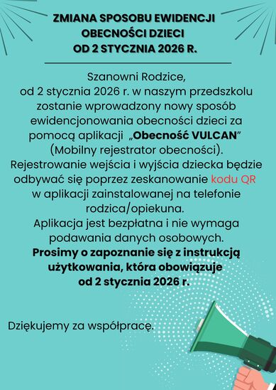 Plakat dotyczący rejestrowania obecności dziecka