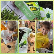 uśmiechnięte dzieci sadzące wiosenne sadzonki